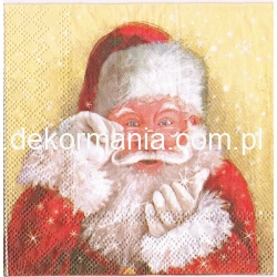 Serwetka -3152- MINI 25x25 cm , wzór 4 krotny ,Mikołaj